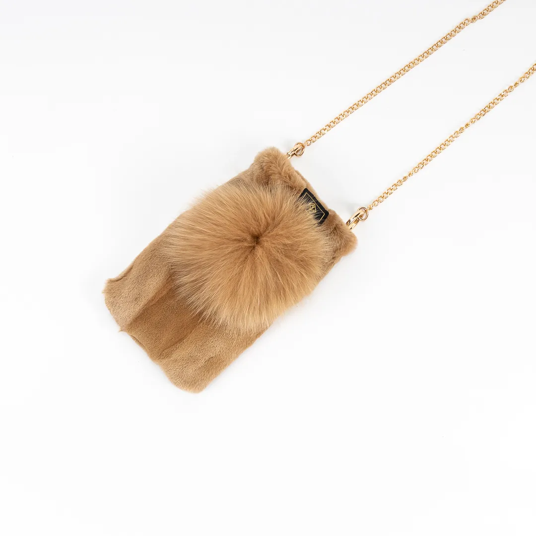 camel fur phone bag