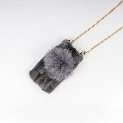 mid grey fur phone bag