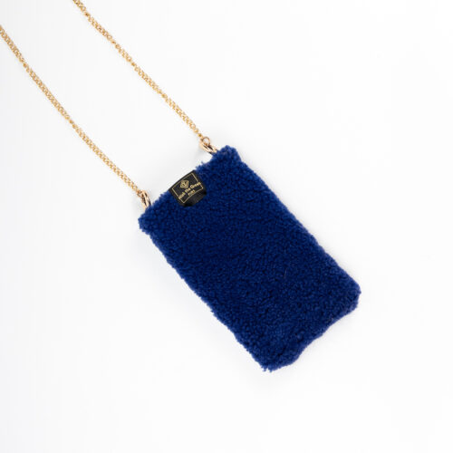 royal blue  fur phone bag
