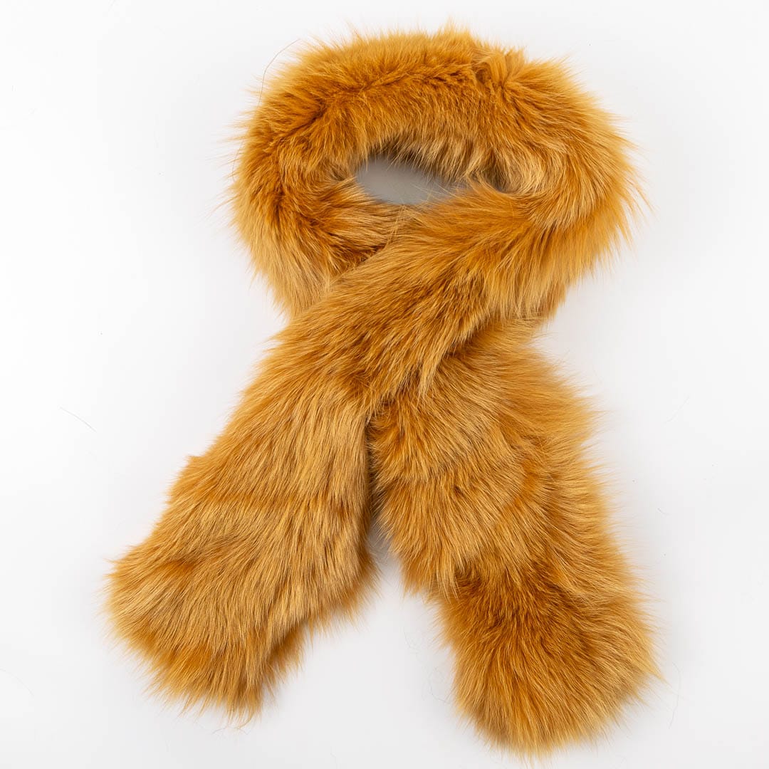 Mustard Fox Fur Wrap Scarf - Image 2