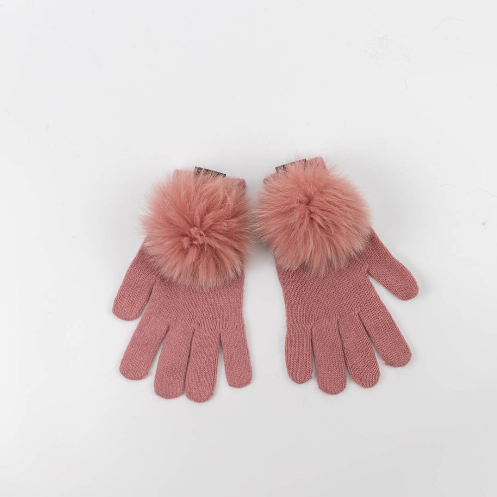 dusty pink pompom gloves