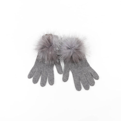 grey pompom gloves