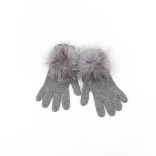 grey pompom gloves