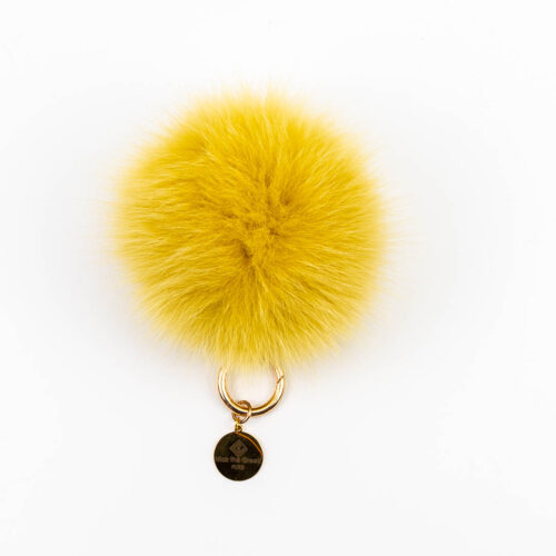 yellow fur pompom bag charm-keychain