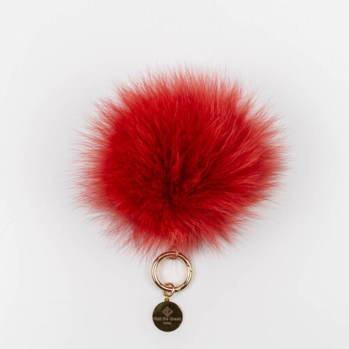red fur pompom bag charm-keychain