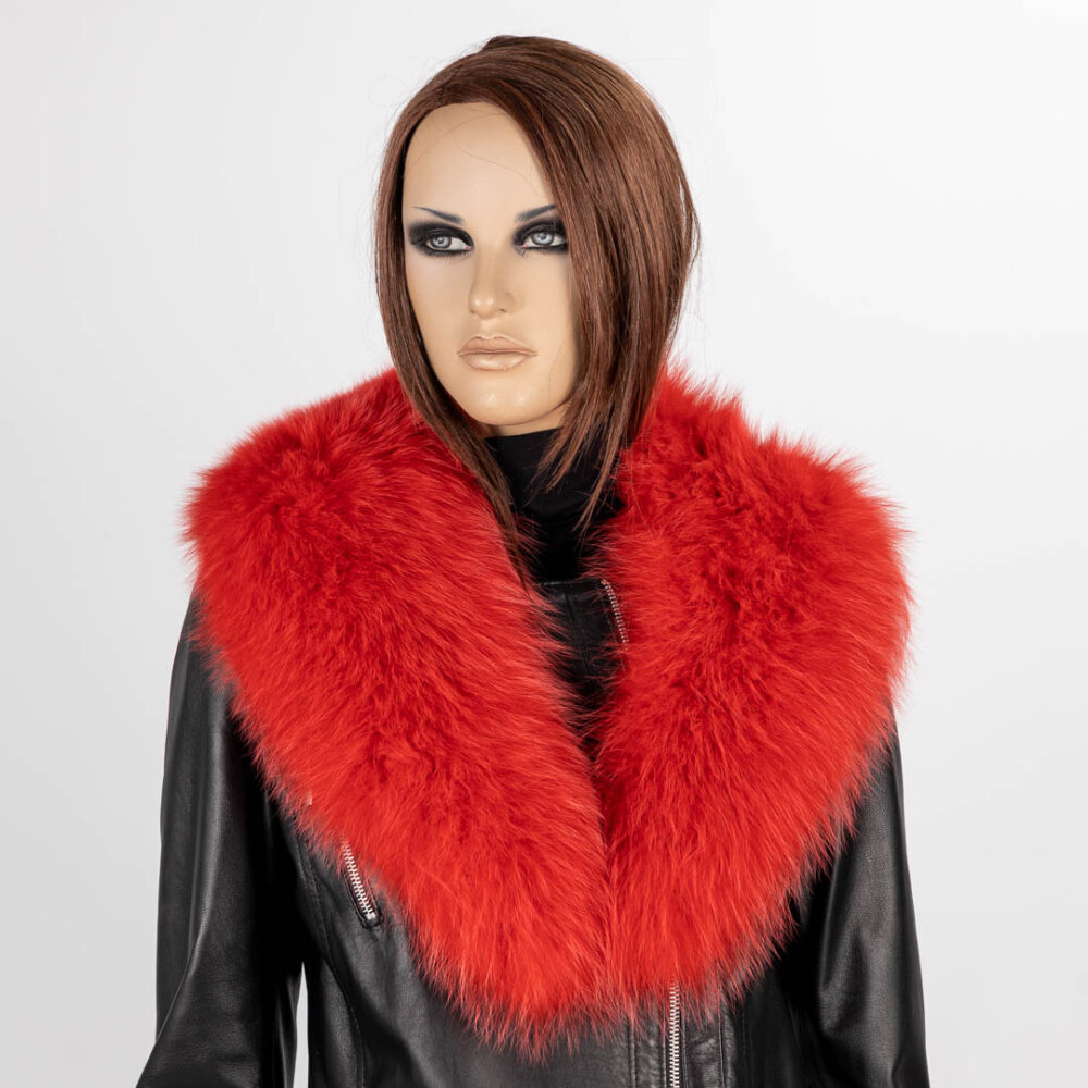 Red fur collar