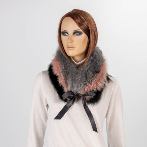 black-grey-pink fur collar