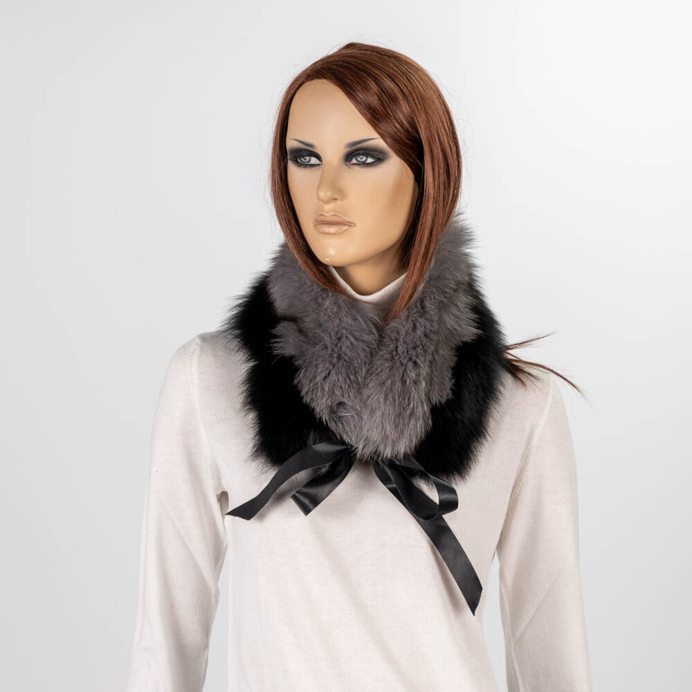 black-grey fox fur collar