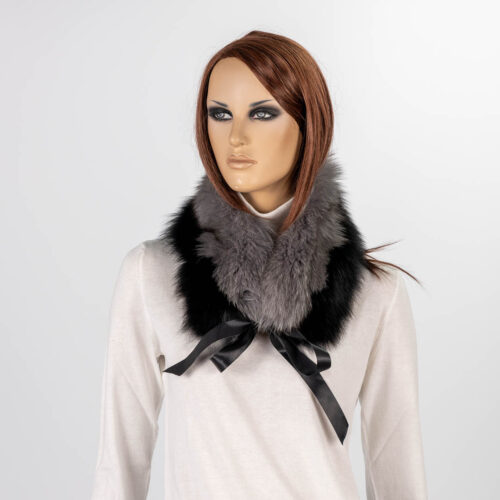 black-grey fox fur collar