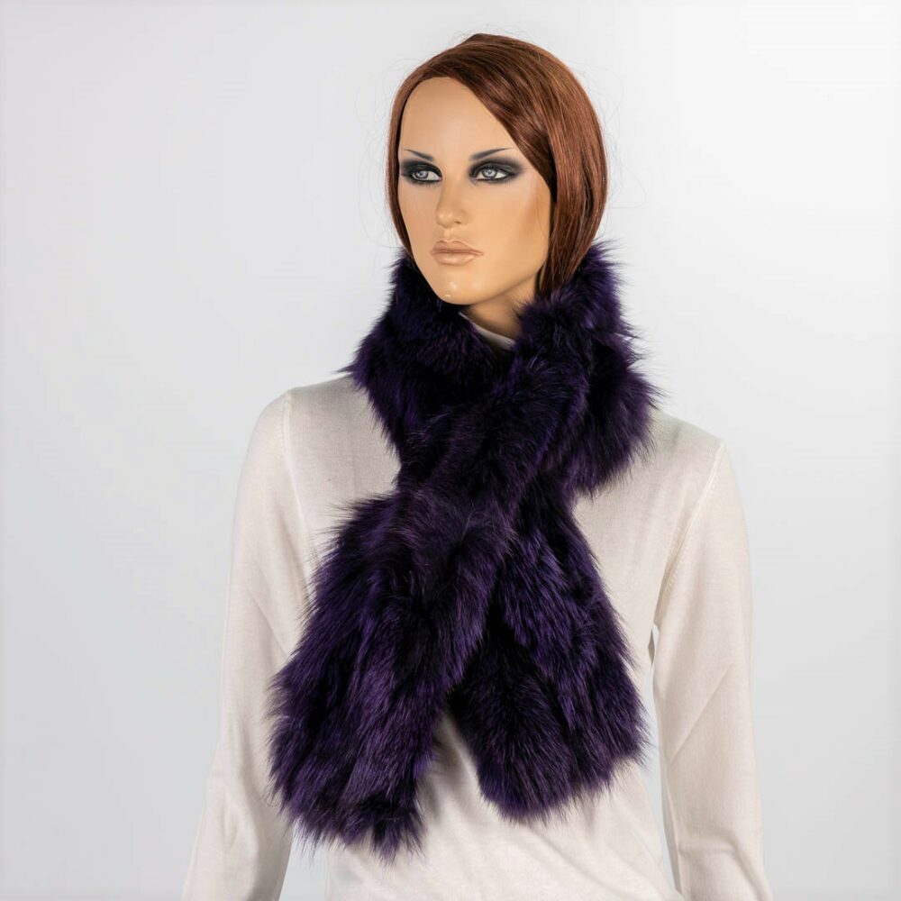dark purple wrap fur scarf
