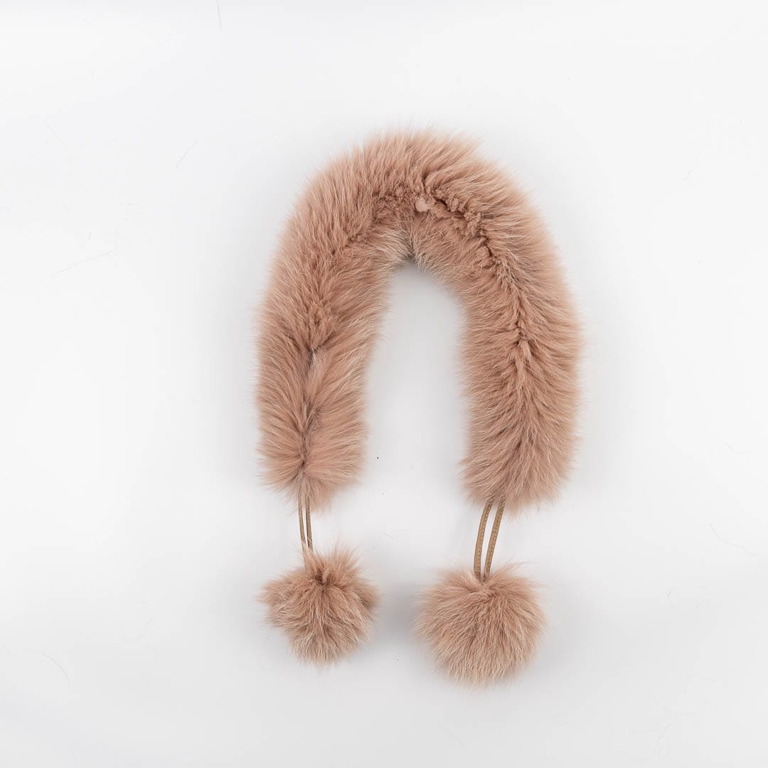 Nude Pink Fur Pompom Scarf Small - Image 3