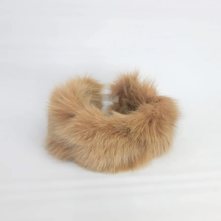 Brown Mink Headband, Neck Warmer or Scarf Extra Wide Knit Mink Fur Headband in Brown: FurHatWorld.com main image 4