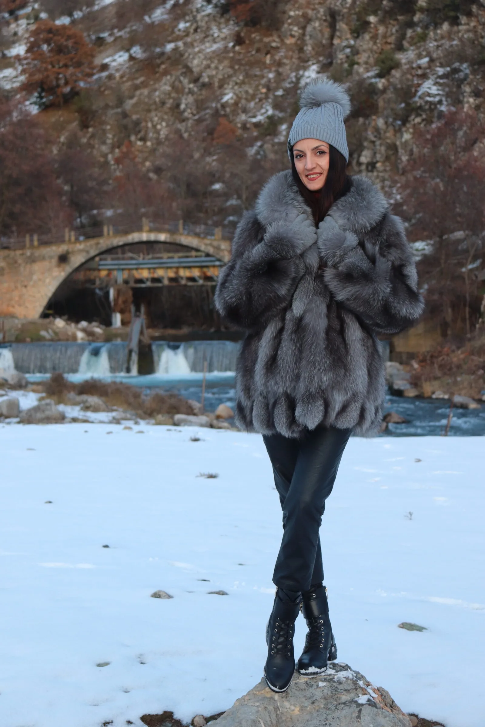 Mid. Grey Fox Fur Coat- Helen Z. - Nick the Greek Furs