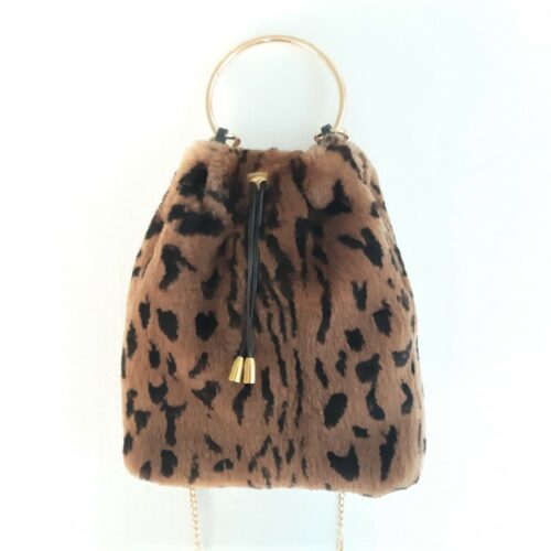 animal print camel rex fur bag
