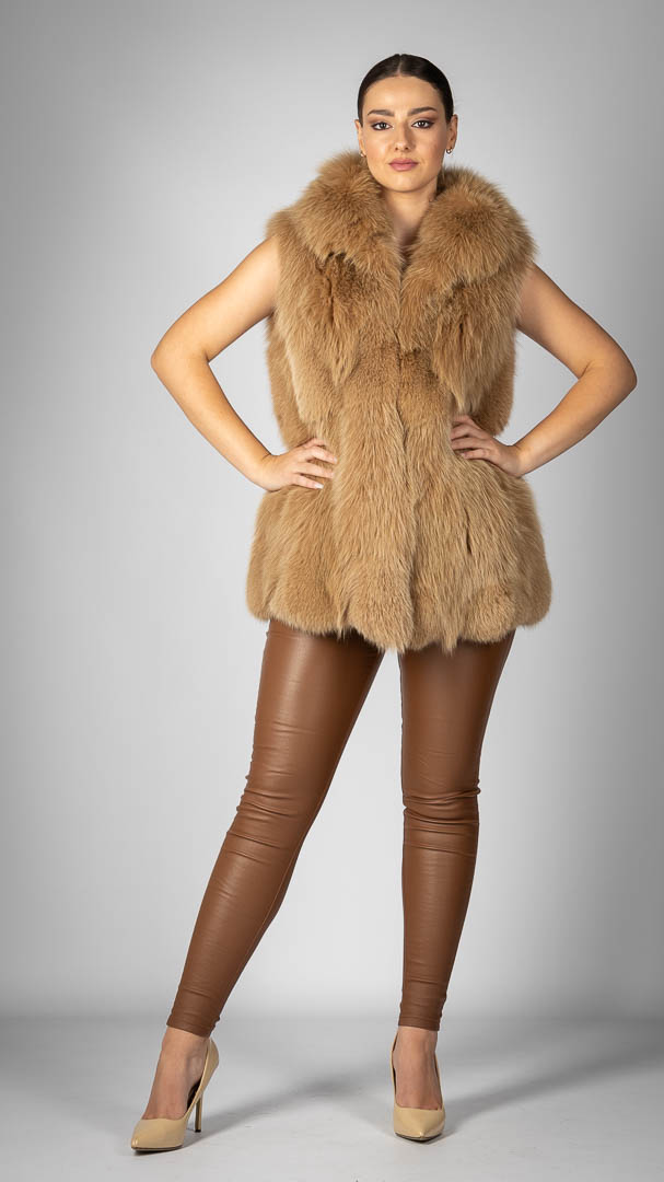 camel fur vest