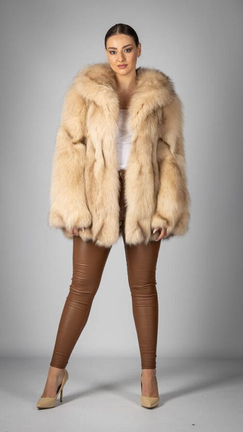 beige fur coat
