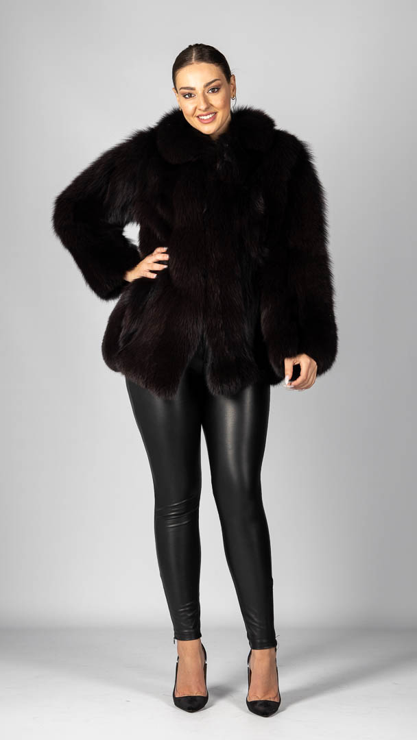 dark brown fur coat
