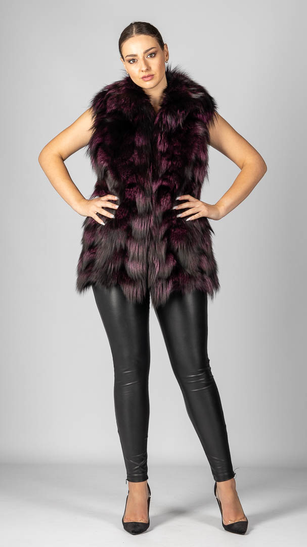 dark purple fox fur vest