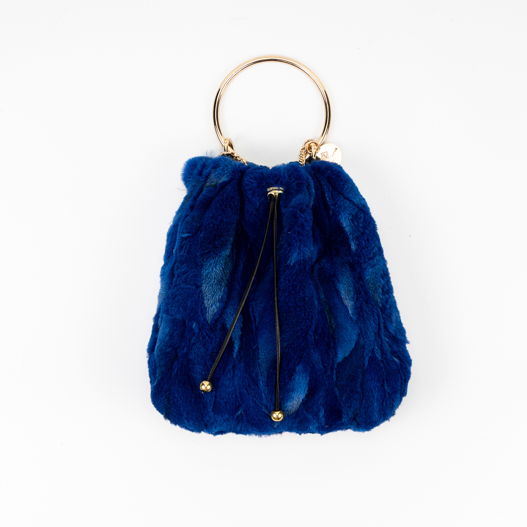 royal blue fur pouch bag