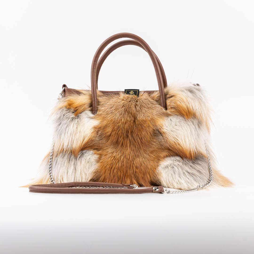 Natural Red Fox Fur Midi Tote Bag
