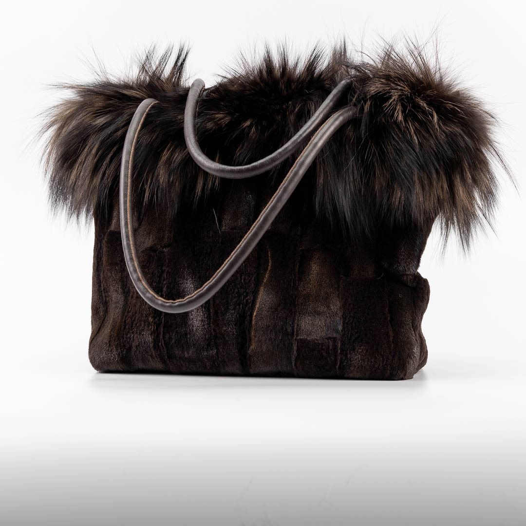 brown big tote fur bag