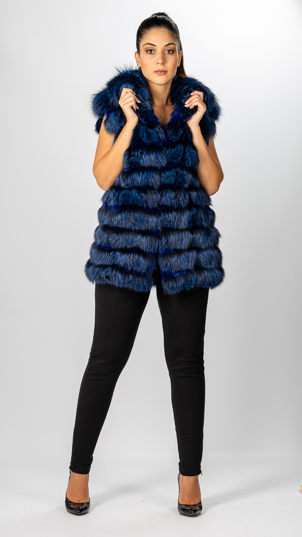royal blue fur vest