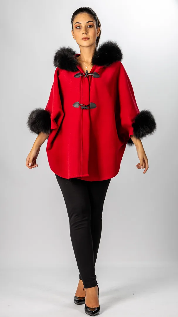 bordeaux cape with black fur