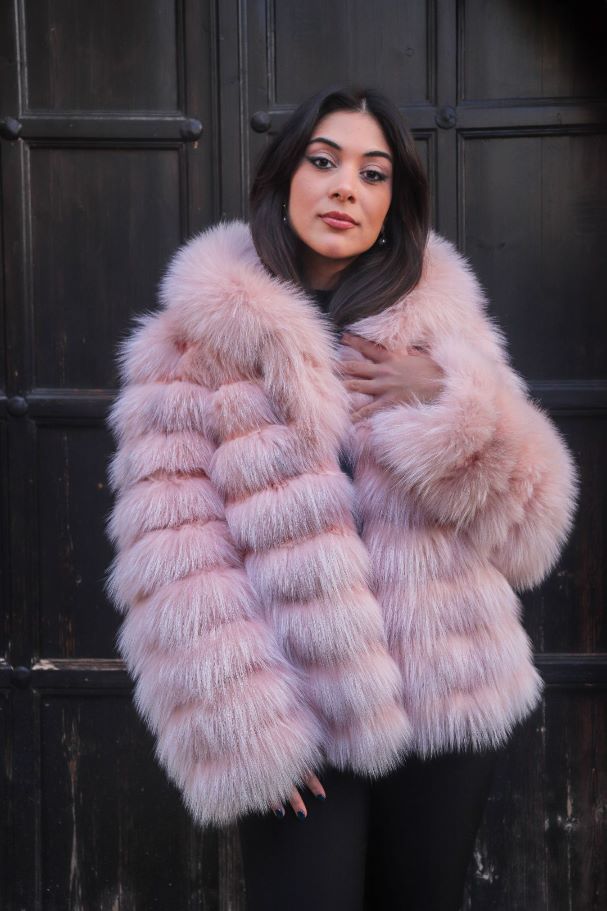 light pink fur coat