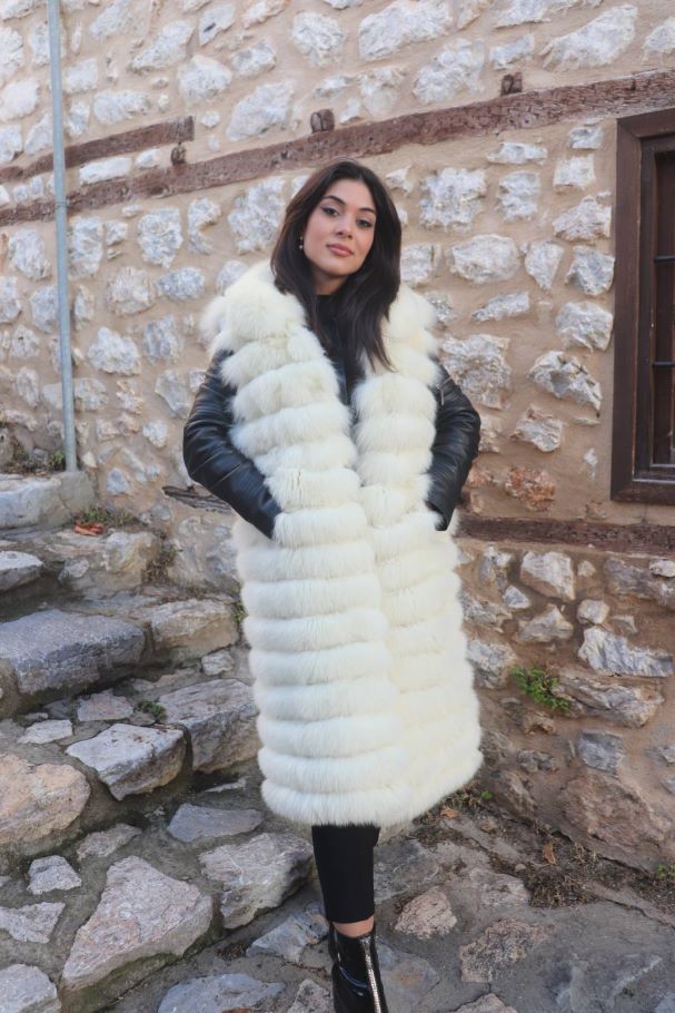 white long fur vest