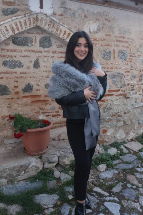 mid grey fur shawl