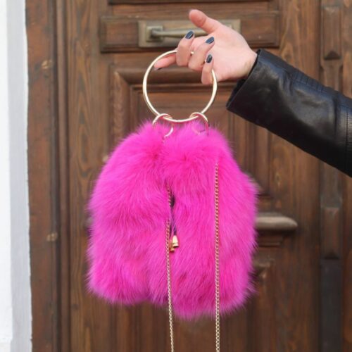 fouchsia fur bag