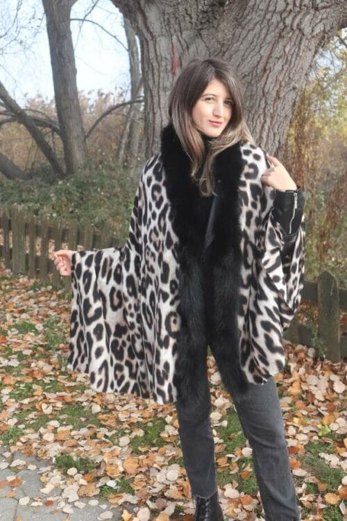 beige leopard pashmina