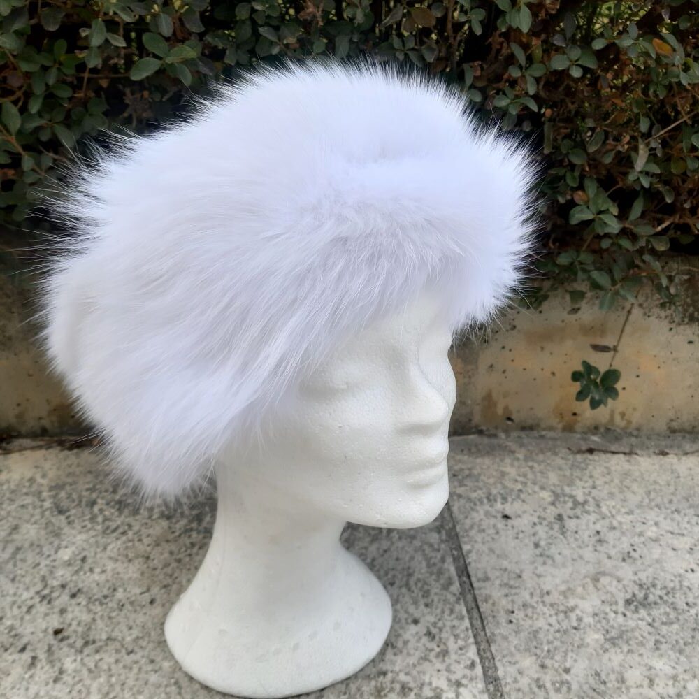 white fur headband