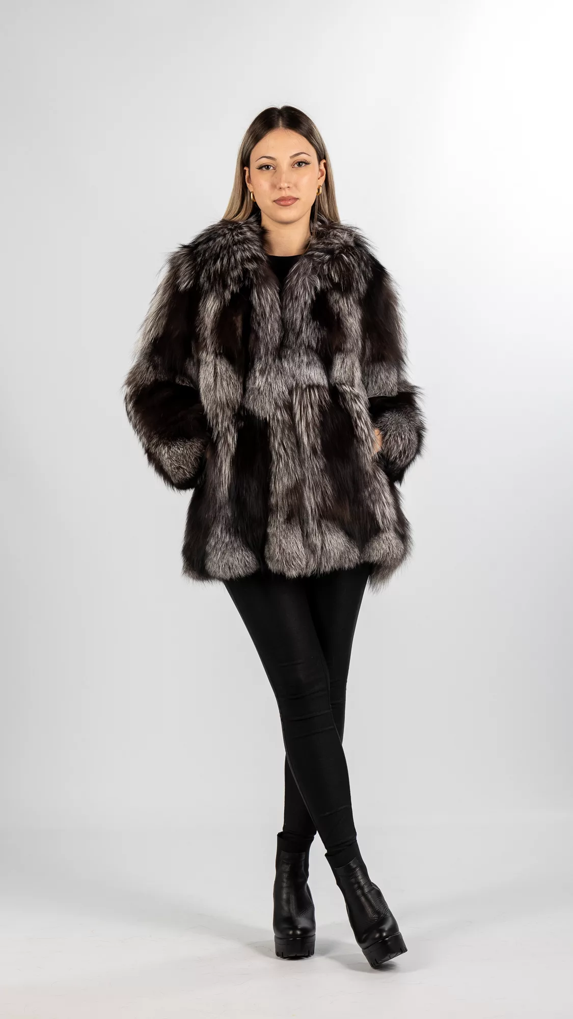 silver fox fur coat