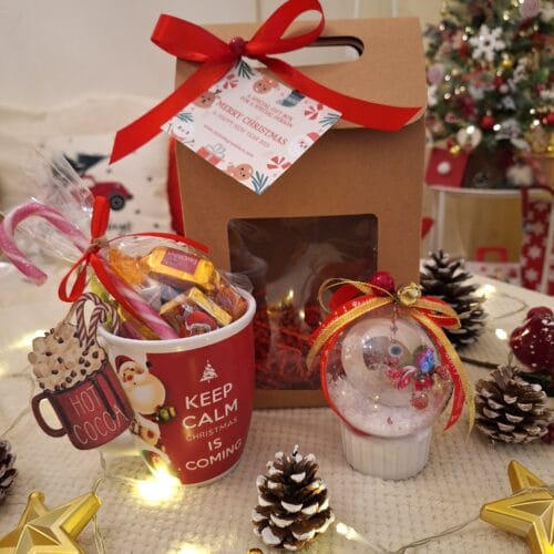 Xmas Gift Box with Βall Ornamnet Lucky Charm 2025 & Χmas Mug