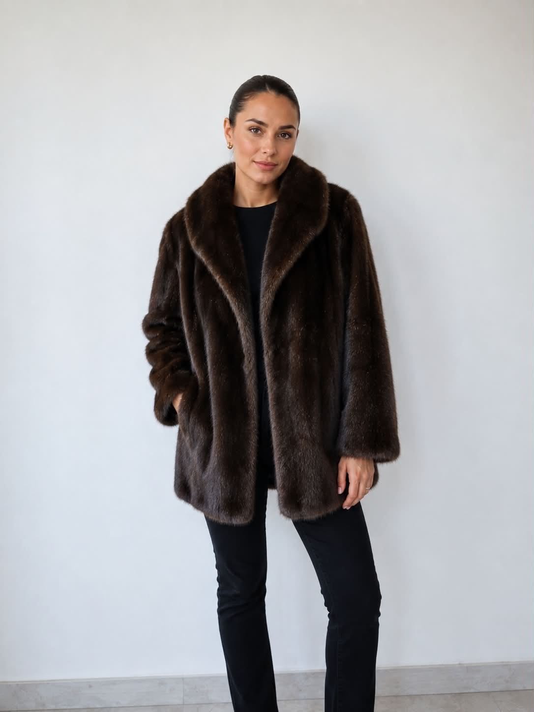brown mink fur coat